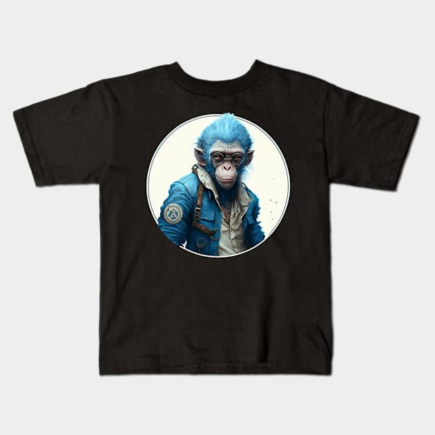 Blue Apeing Kids T-Shirt by WilbDigital